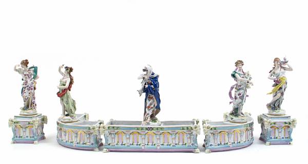 Appraisal: A group of five German porcelain figures height of largest