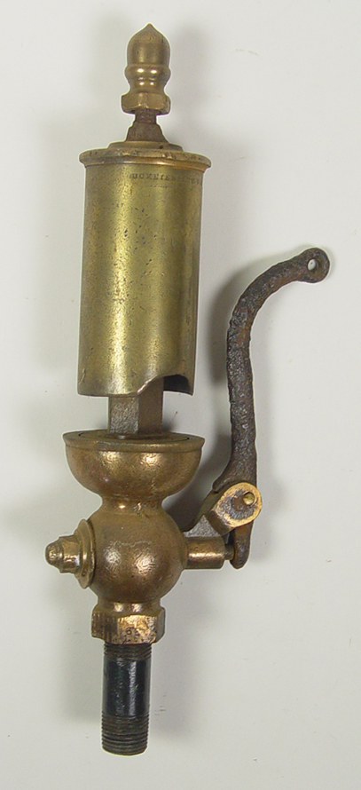 Appraisal: Brass Steam Whistle Single note whistle Iron lever Acorn finial