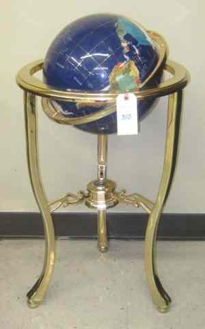 Appraisal: SEMI-PRECIOUS STONE MOSAIC WORLD GLOBE WITH FLOOR STAND The ''