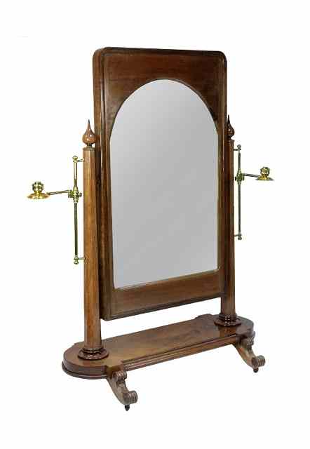 Appraisal: An early Victorian mahogany cheval glass the rectangular frame with