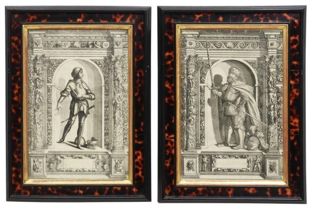 Appraisal: lot of Framed engraving with etching on paper plates from