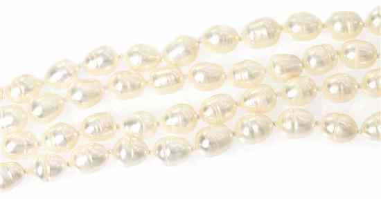 Appraisal: A Single Strand of Cultured Baroque Freshwater Pearls containing numerous