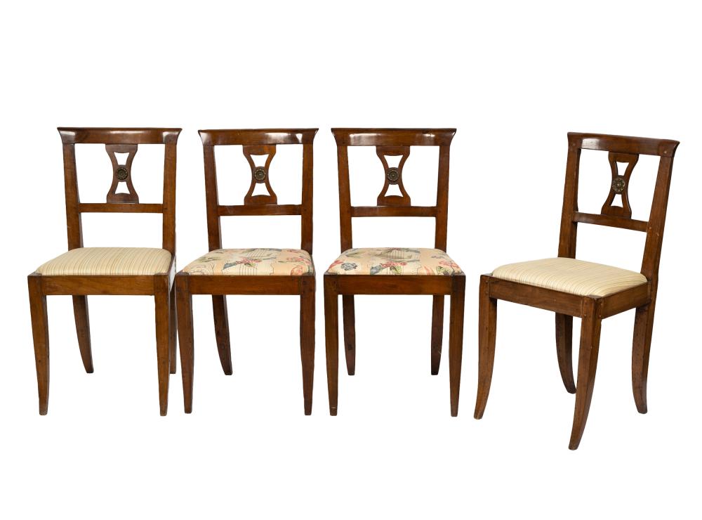 Appraisal: SET OF FRENCH SIDE CHAIRSmahogany with mismatched upholstery Condition with