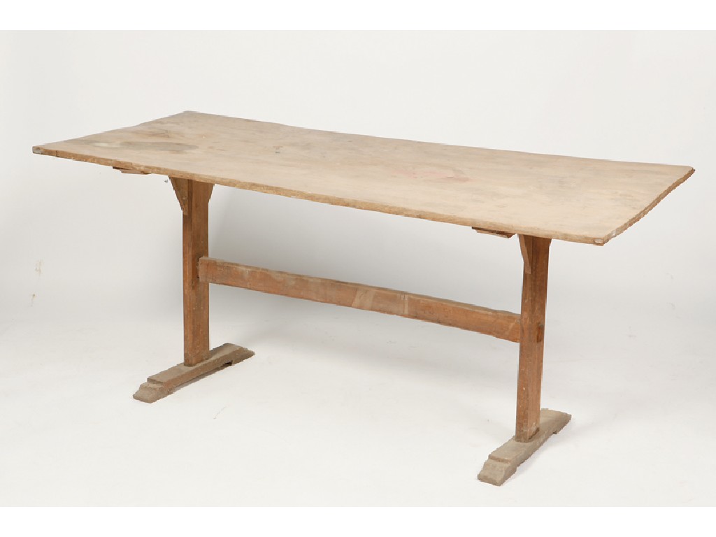 Appraisal: AN ARTS AND CRAFTS ELM REFECTORY STYLE TABLE the broad