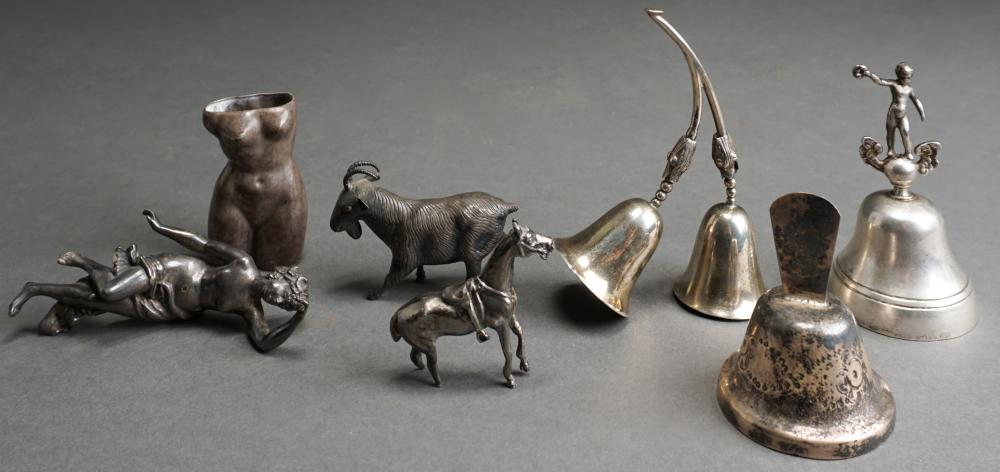 Appraisal: THREE STERLING SILVER BELLS AND A BUD VASE WITH THREE