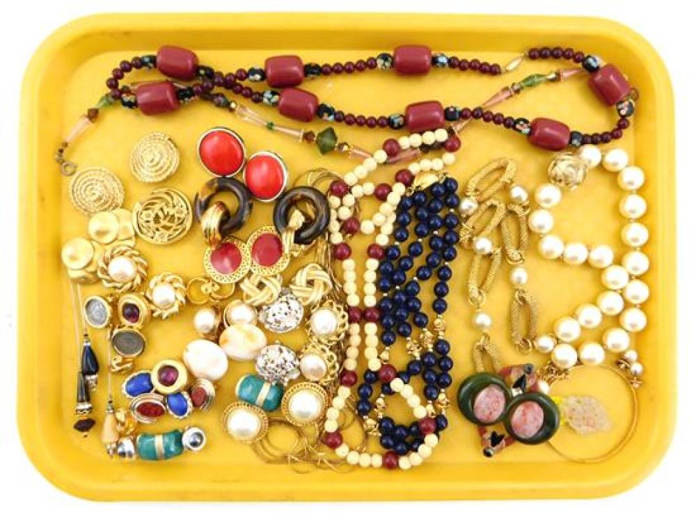 Appraisal: COSTUME JEWELRY pieces mostly gold colored costume jewelry designers include