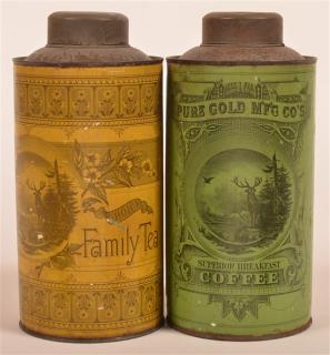 Appraisal: Tin Lithograph Coffee and Tea Canisters Both having stag and