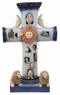 Appraisal: Sergio Bustamante Mexican b cross with animals polychrome painted resin