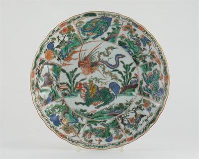 Appraisal: A Chinese famille verte moulded dish decorated with a phoenix