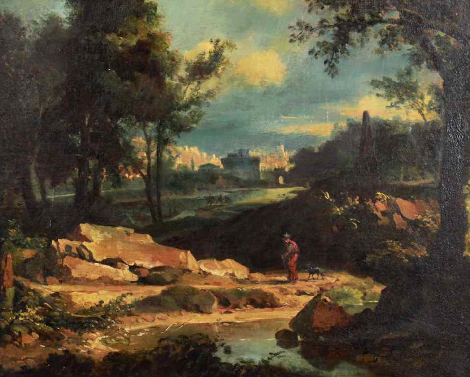 Appraisal: STYLE OF RICHARD WILSON BRITISH - ITALIAN LANDSCAPE Oil on