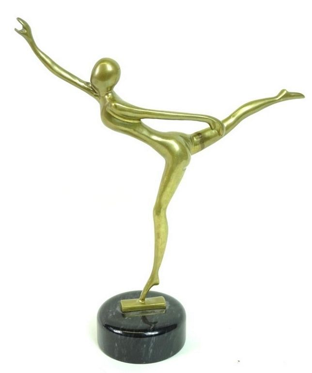 Appraisal: Contemporary Brass Ballerina Sculpture Marble Plin Contemporary Brass Ballerina Sculpture