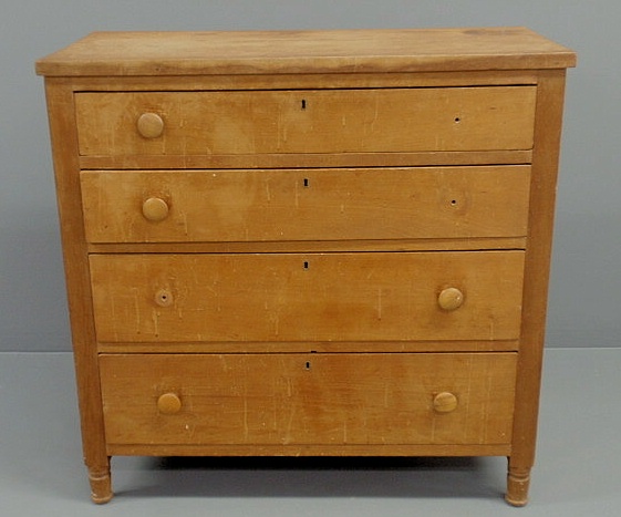 Appraisal: Sheraton cherry chest of drawers As found h x w