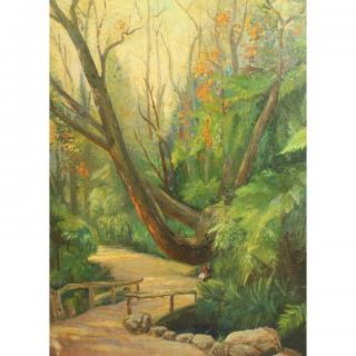 Appraisal: David Gershuni California - Wooded landscape with seated figures Signed