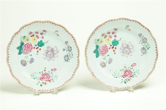 Appraisal: PAIR OF CHINESE EXPORT PLATES China th century porcelain Floral