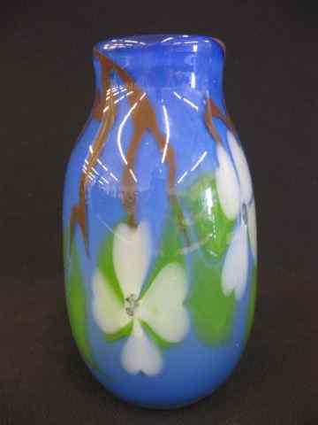 Appraisal: Paperweight Style Art Glass Vase floral on blue field ''