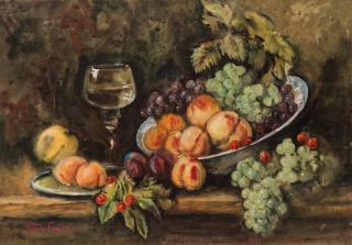 Appraisal: MARINA GEORGIEVNA TIME-BLOK RUSSIAN - Still Life with Grapes and