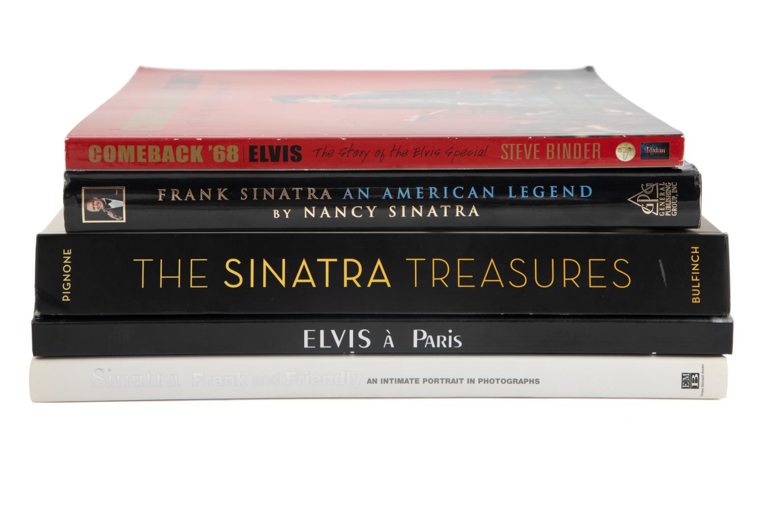 Appraisal: FIVE BOOKS ON ELVIS PRESLEY AND FRANK SINATRA Assortment of