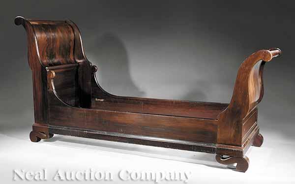 Appraisal: An American Classical Mahogany Day Bed c scroll head and