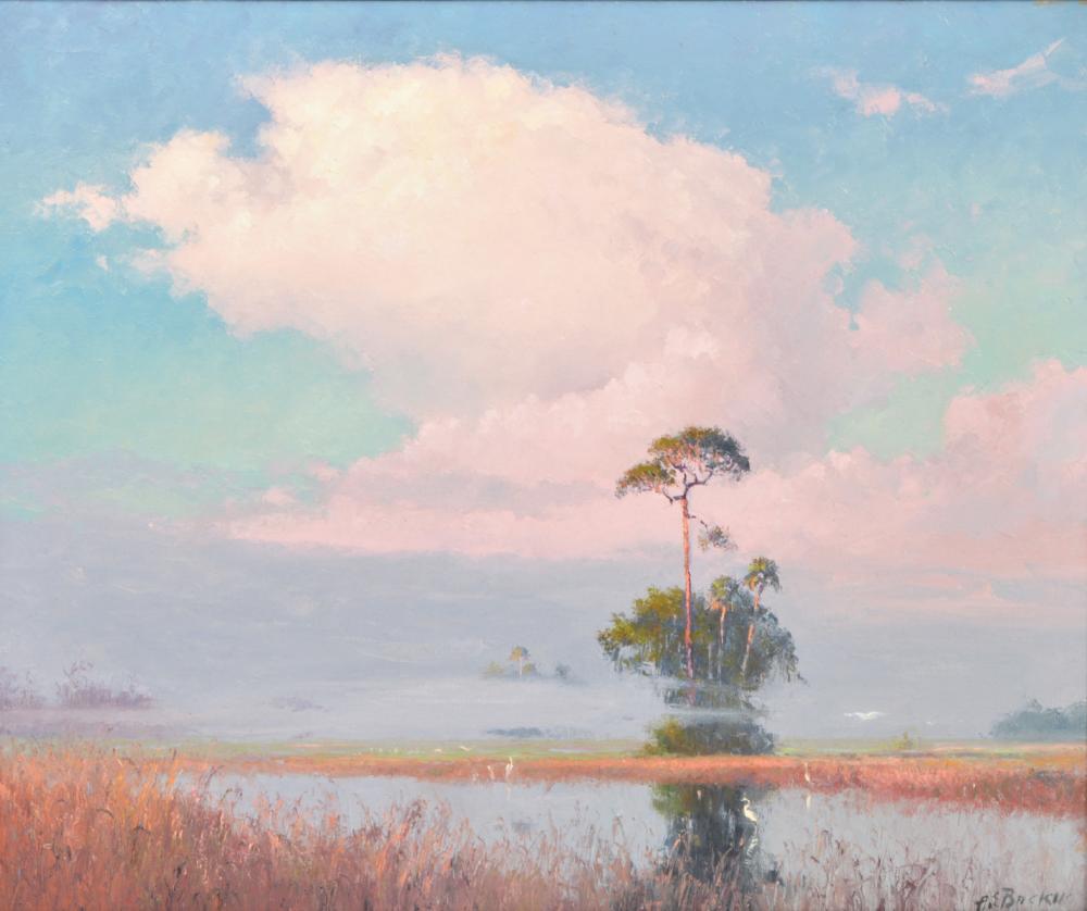 Appraisal: BEANIE BACKUS 'PINK FLORIDA CLOUDS' OIL PAINTINGBeanie Backus Florida -