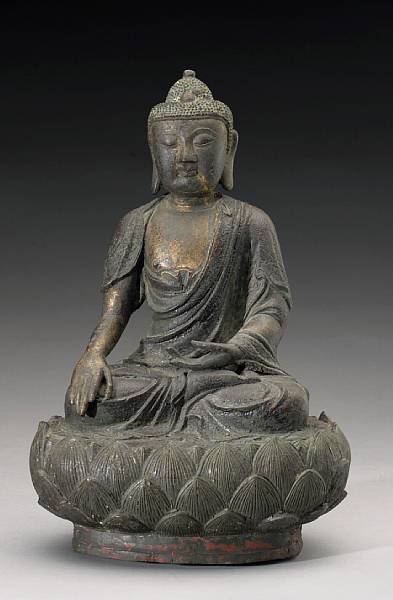 Appraisal: A bronze figure of a seated Buddha Ming Dynasty Cast