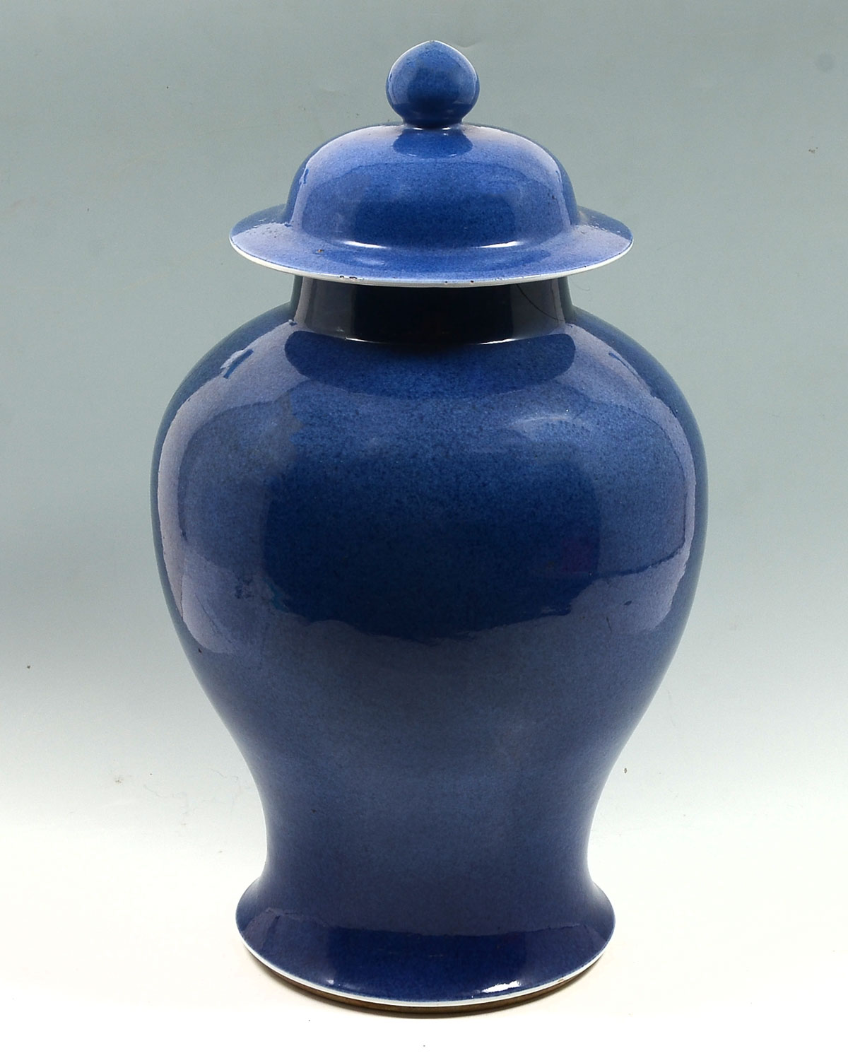 Appraisal: CHINESE KANGXI PERIOD BALUSTER LIDDED JAR Blue ground Chinese lidded