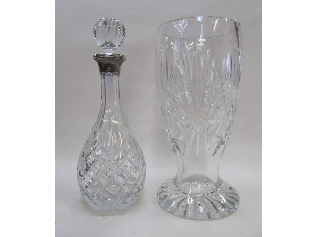 Appraisal: Crystal decanter with silver collar and heavy crystal vase