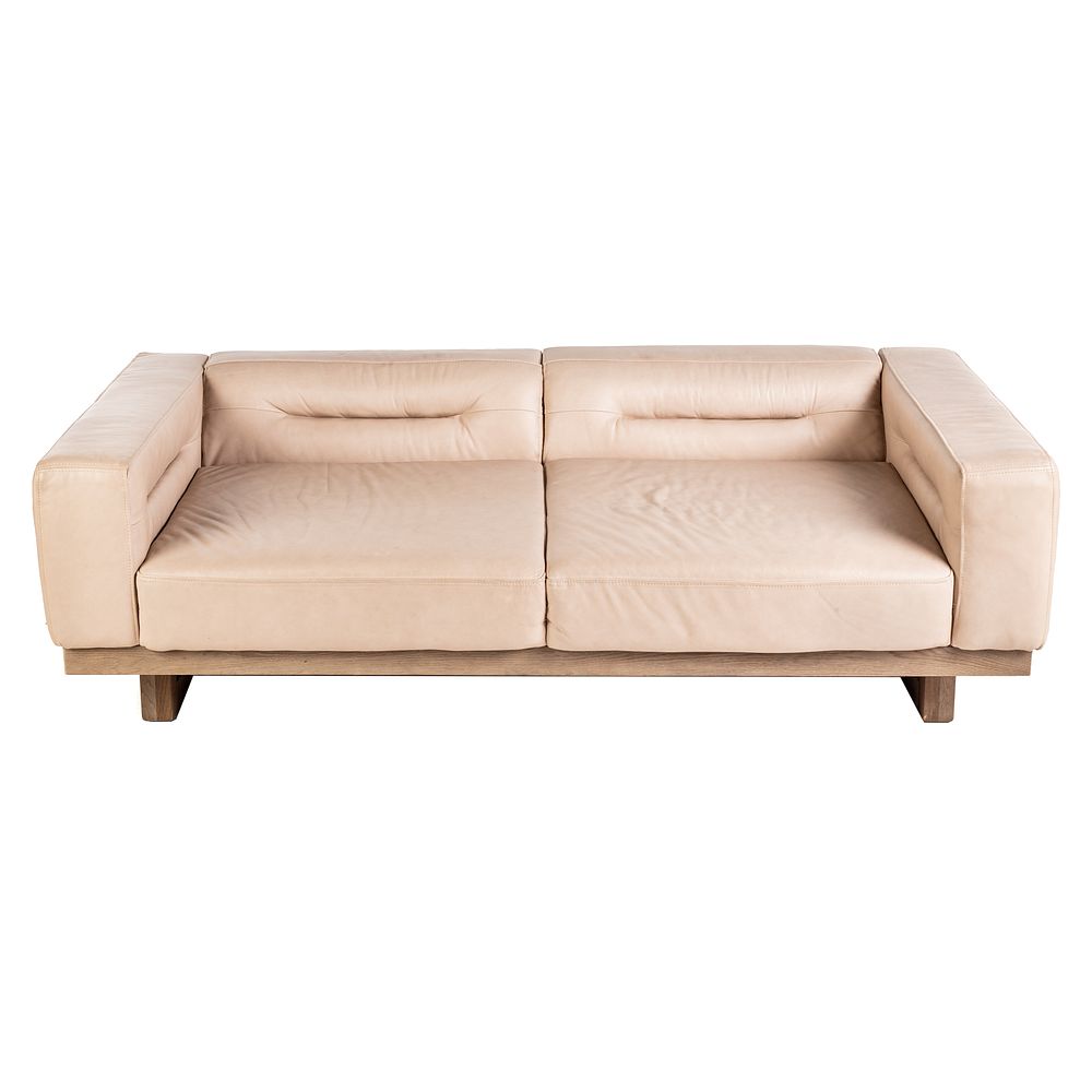 Appraisal: Restoration Hardware Leather Durell Sofa Contemporary leather sofa on handcrafted