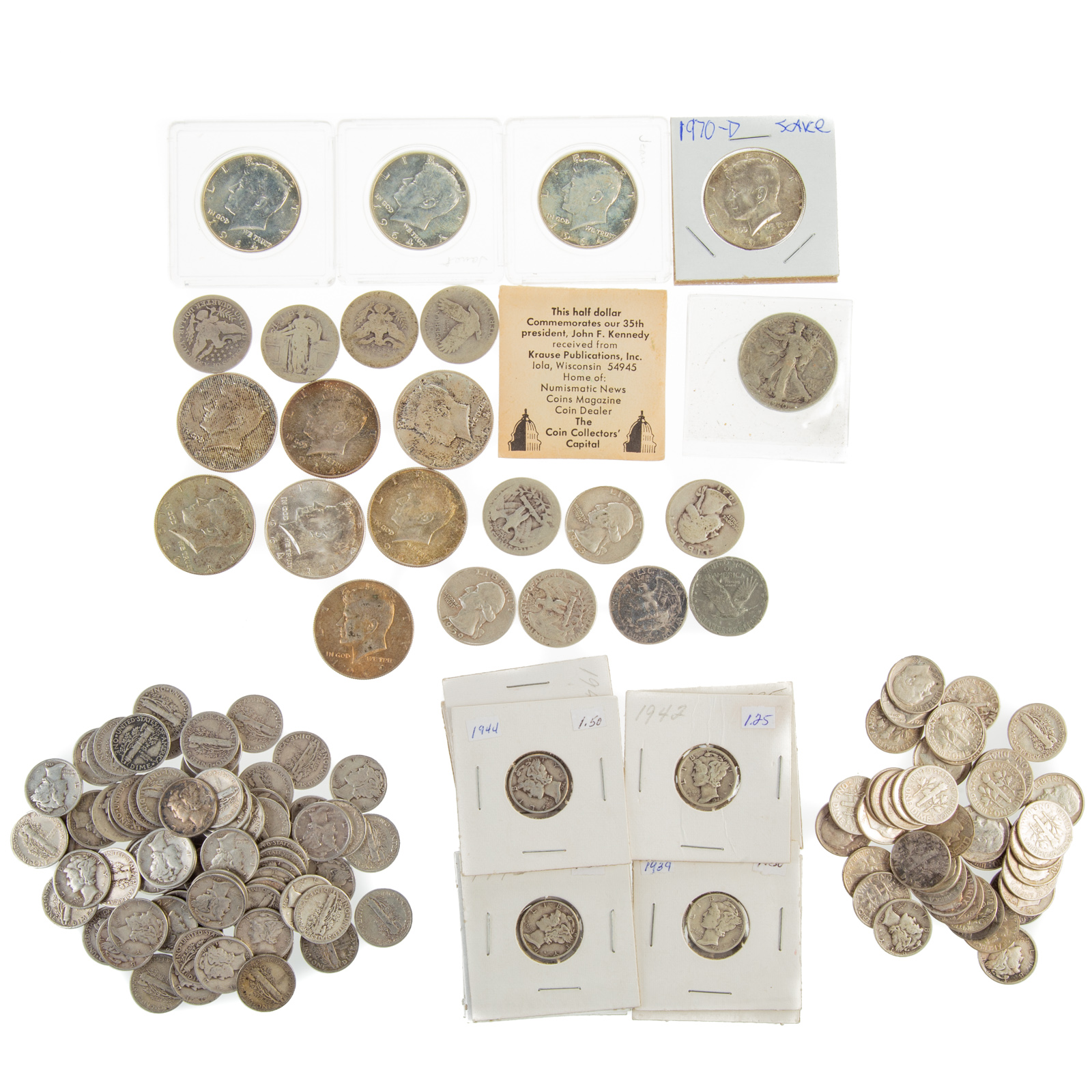 Appraisal: FACE US SILVER COINS WITH BETTER MATERIAL Mercury Dimes all