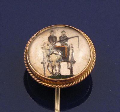 Appraisal: A th Century gold stick pin mounted with a reverse