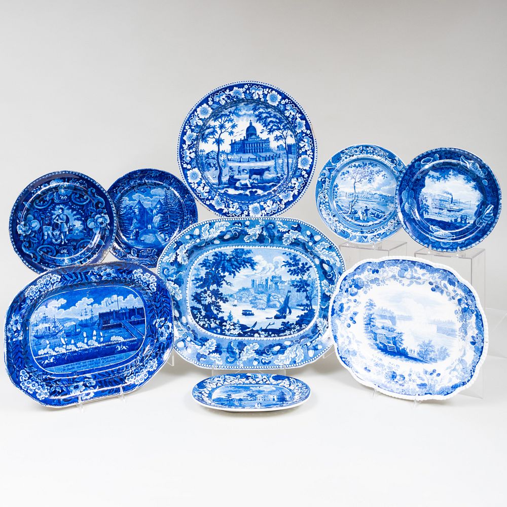 Appraisal: Group of Blue and White Transferware with Historical Interest Comprising