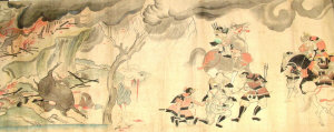 Appraisal: Japanese School th Century Scroll Painting depicting victorious warriors torturing