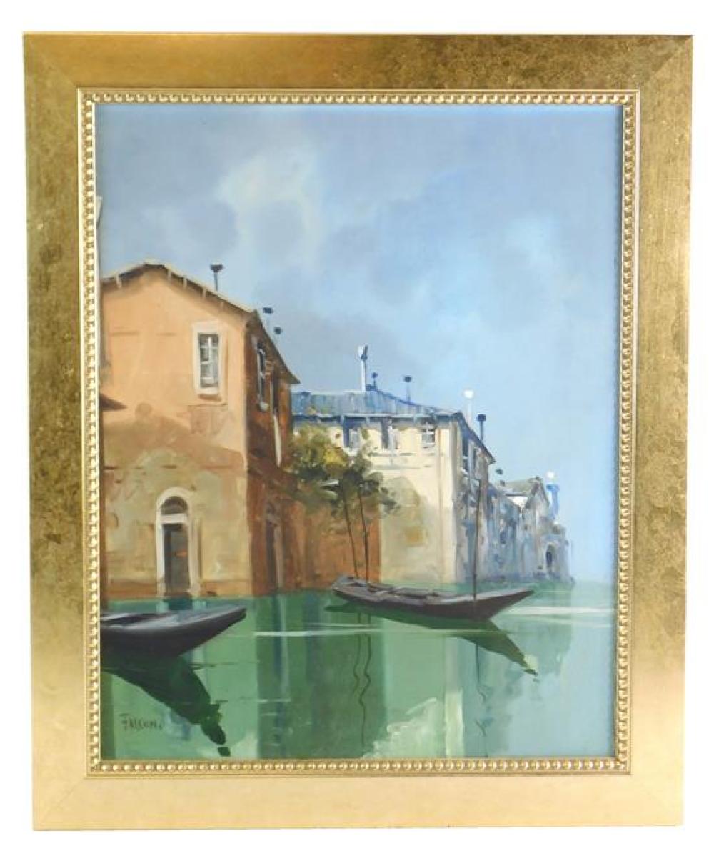 Appraisal: Venice canal scene signed Falconi th C oil on canvas