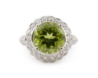 Appraisal: k White Gold Peridot Diamond Cocktail Ring Ladies k white