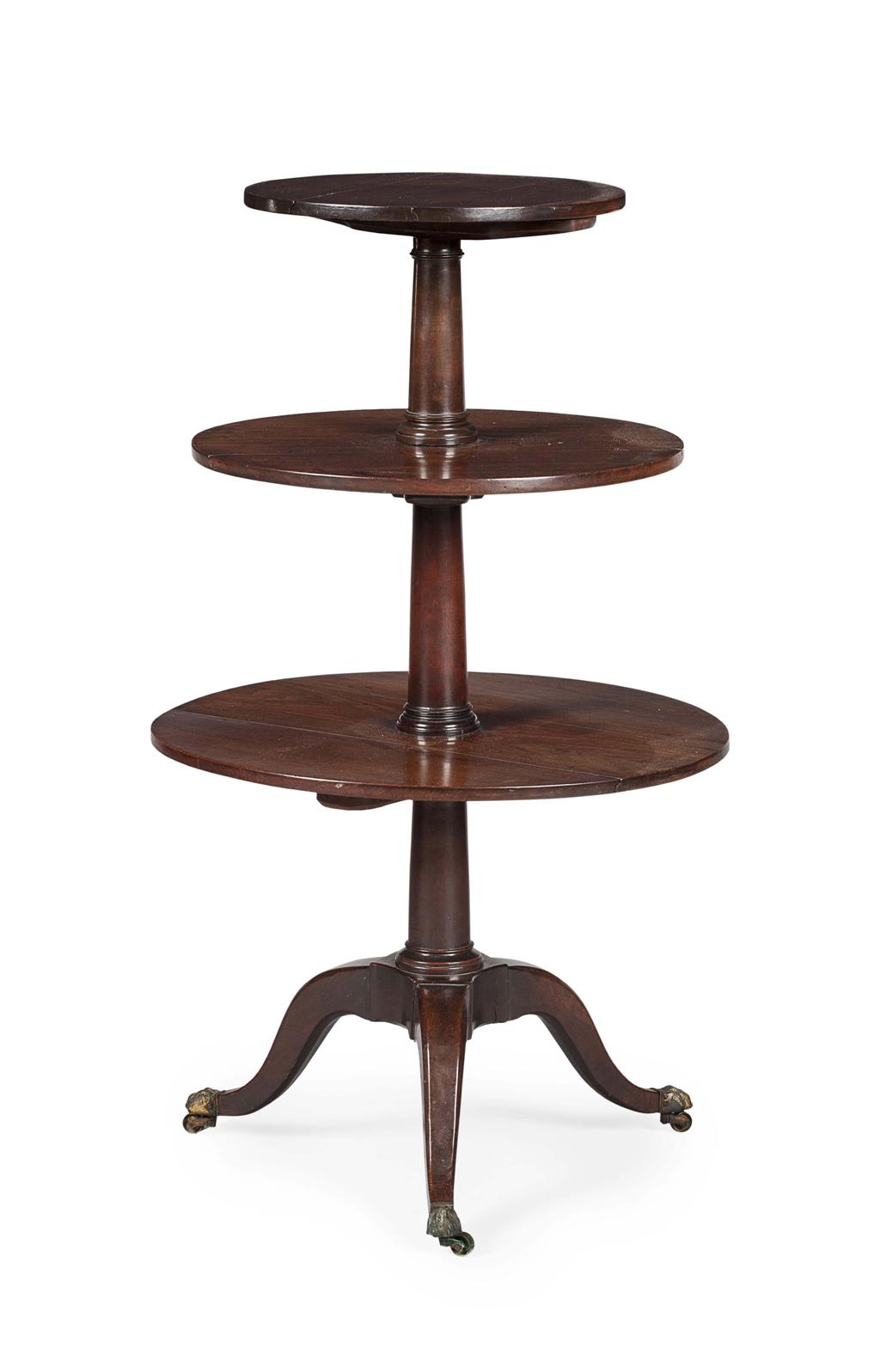 Appraisal: REGENCY MAHOGANY THREE TIER DROP LEAF DUMB WAITER EARLY TH