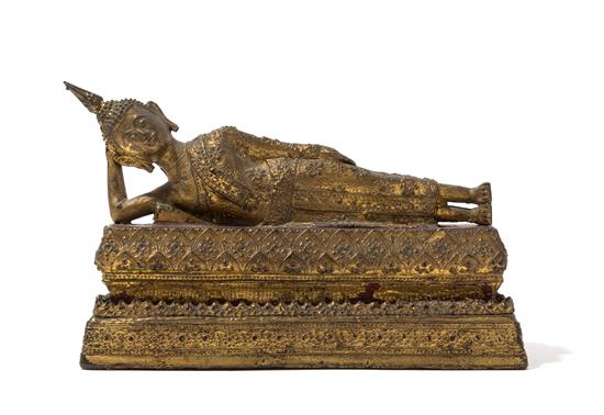 Appraisal: Sale Lot A Thai Gilt Bronze Figure of a Reclining