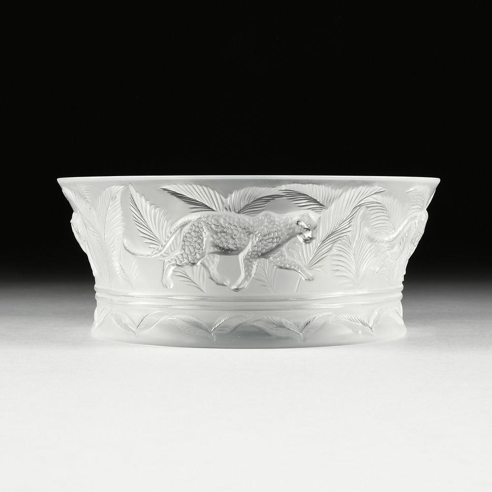 Appraisal: A LALIQUE CLEAR AND FROSTED CRYSTAL JUNGLE FRUIT BOWL SIGNED