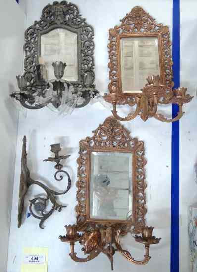 Appraisal: Lot four including pair misc sconces As found