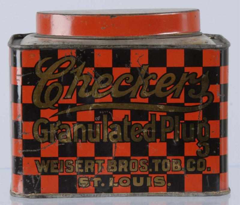 Appraisal: Checkers Oval Small Top Tobacco Tin Description Several light scratches