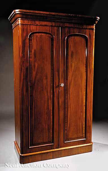 Appraisal: A William IV Mahogany Wardrobe mid- th c ogee molded