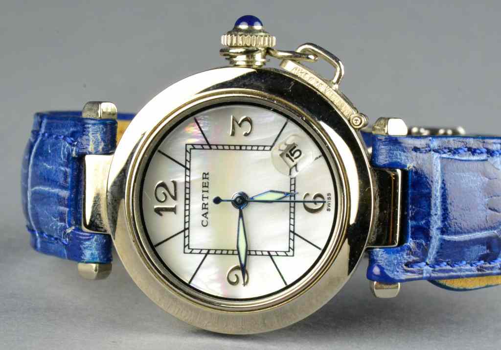 Appraisal: Cartier Pasha Wristwatch with Sterling Silver CaseHaving MOP face and