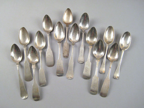 Appraisal: Group of twelve coin silver tablespoons th c to include