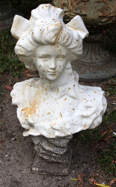 Appraisal: Cast iron garden ornament bust of a woman h Some