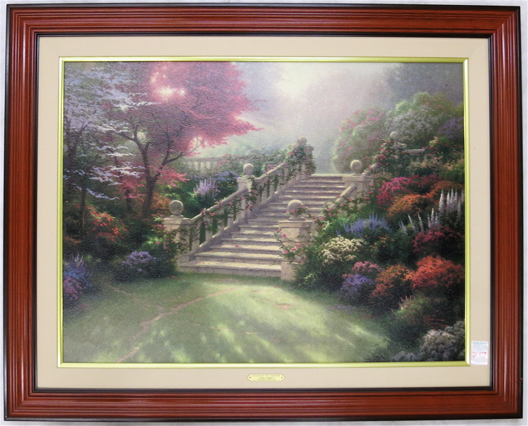 Appraisal: THOMAS KINKADE EMBELLISHED OFFSET LITHOGRAPH ON CANVAS American - Visions