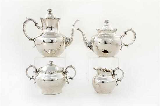 Appraisal: Whiting Louis XV sterling four-piece tea and coffee service New