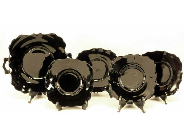 Appraisal: Black amethyst glass cake plate set with serving platter and