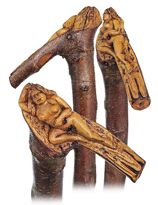 Appraisal: Folk Art Erotic Cane -Ca -Fashioned of a substantial well-dressed