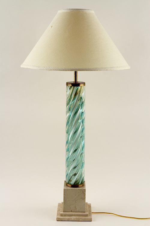 Appraisal: MURANO GLASS TABLE LAMP ON COMPOSITE BASE A mid century