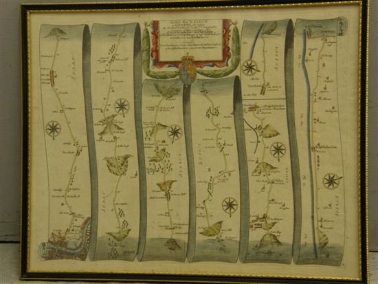 Appraisal: th century strip map by John Ogilby From London to