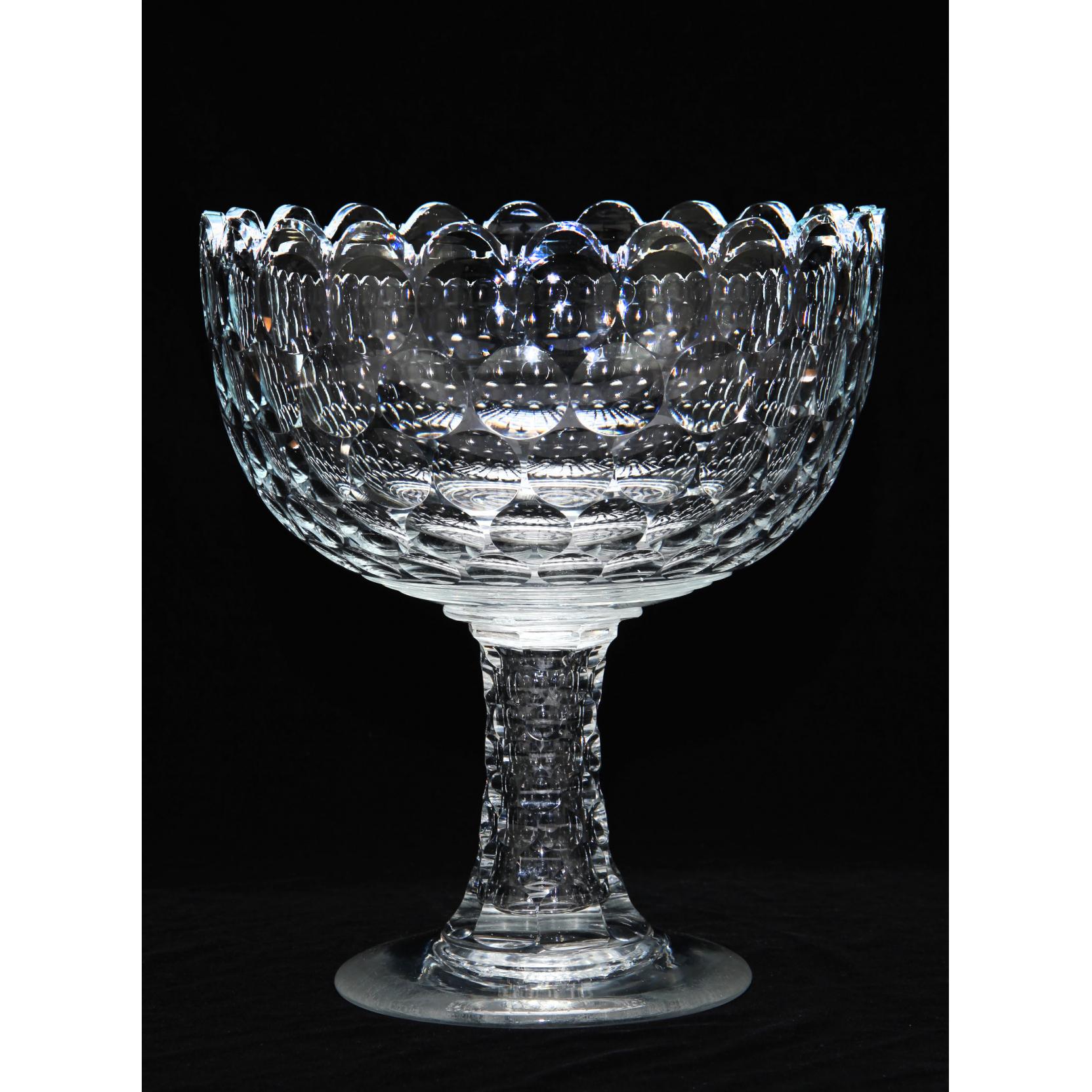 Appraisal: th Century American Flint Glass Pedestal Bowl scalloped rim the