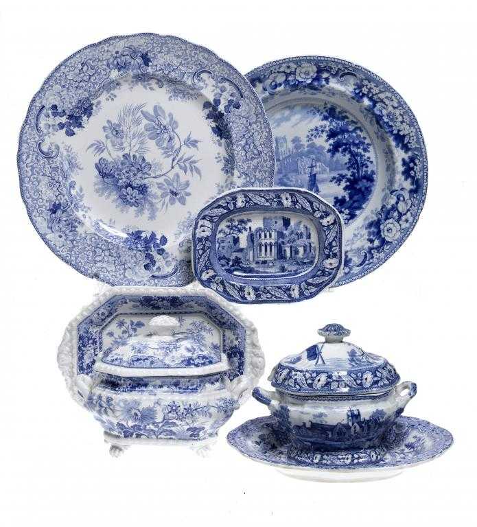 Appraisal: A GROUP OF MINTON BLUE PRINTED SEMI AND STONE CHINA